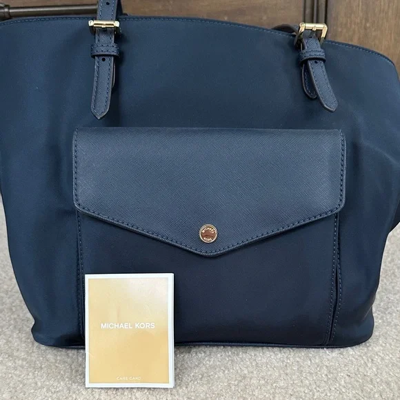 Michael Kors Navy Tote Bag with Gold Accents - Picture 2 of 7